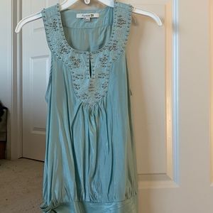 Forever 21 beaded seafoam tank top